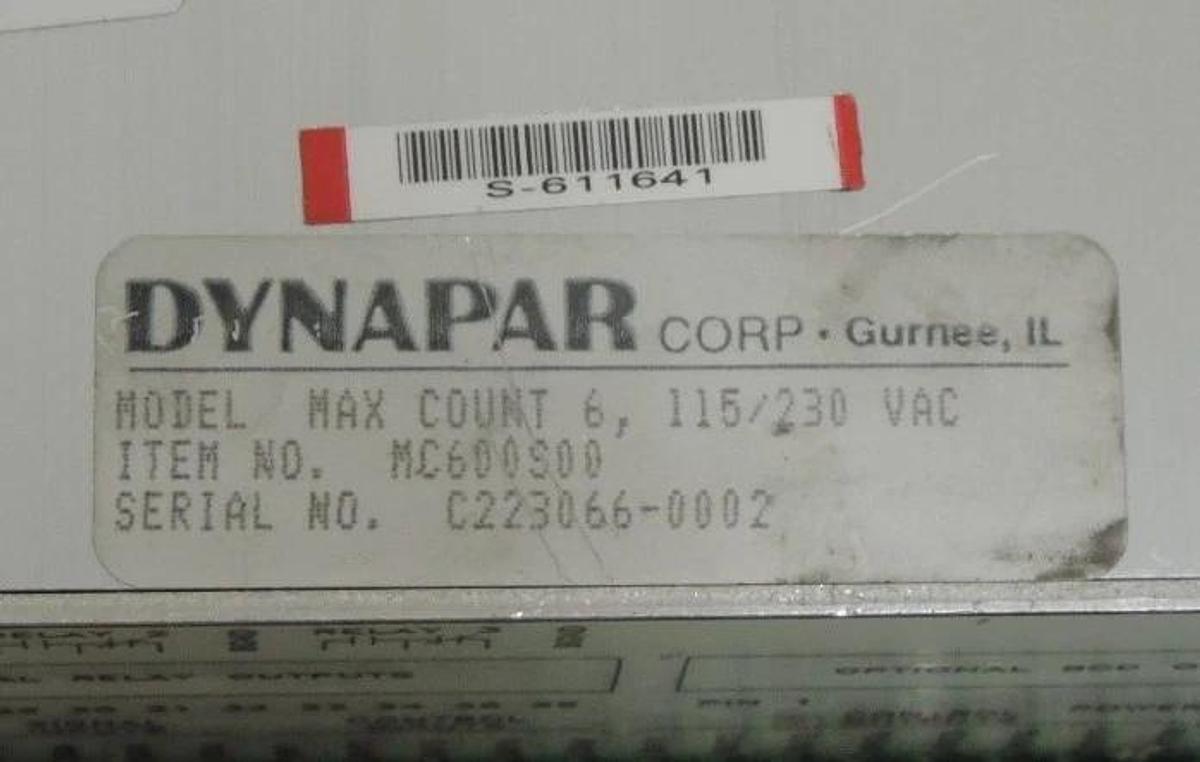Refurbished REPAIRED DYNAPAR MC600S00 COUNTER CONTROLLER MAX COUNT 6, 115/230VAC, MC600S-00