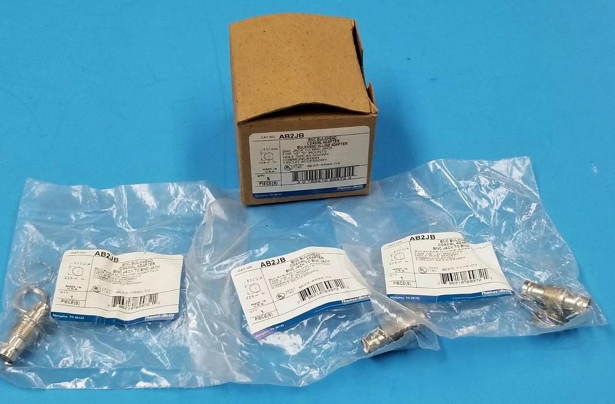 Used LOT OF 3 NIB THOMAS & BETTS AB2JB BNC BULKHEAD COAXIAL ADAPTERS