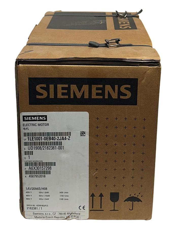 Used SIEMENS 1LE1001-0EB40-2JA4-Z / 1LE10010EB402JA4Z SIMOTICS MOTOR 1.75kW 460V NSFS