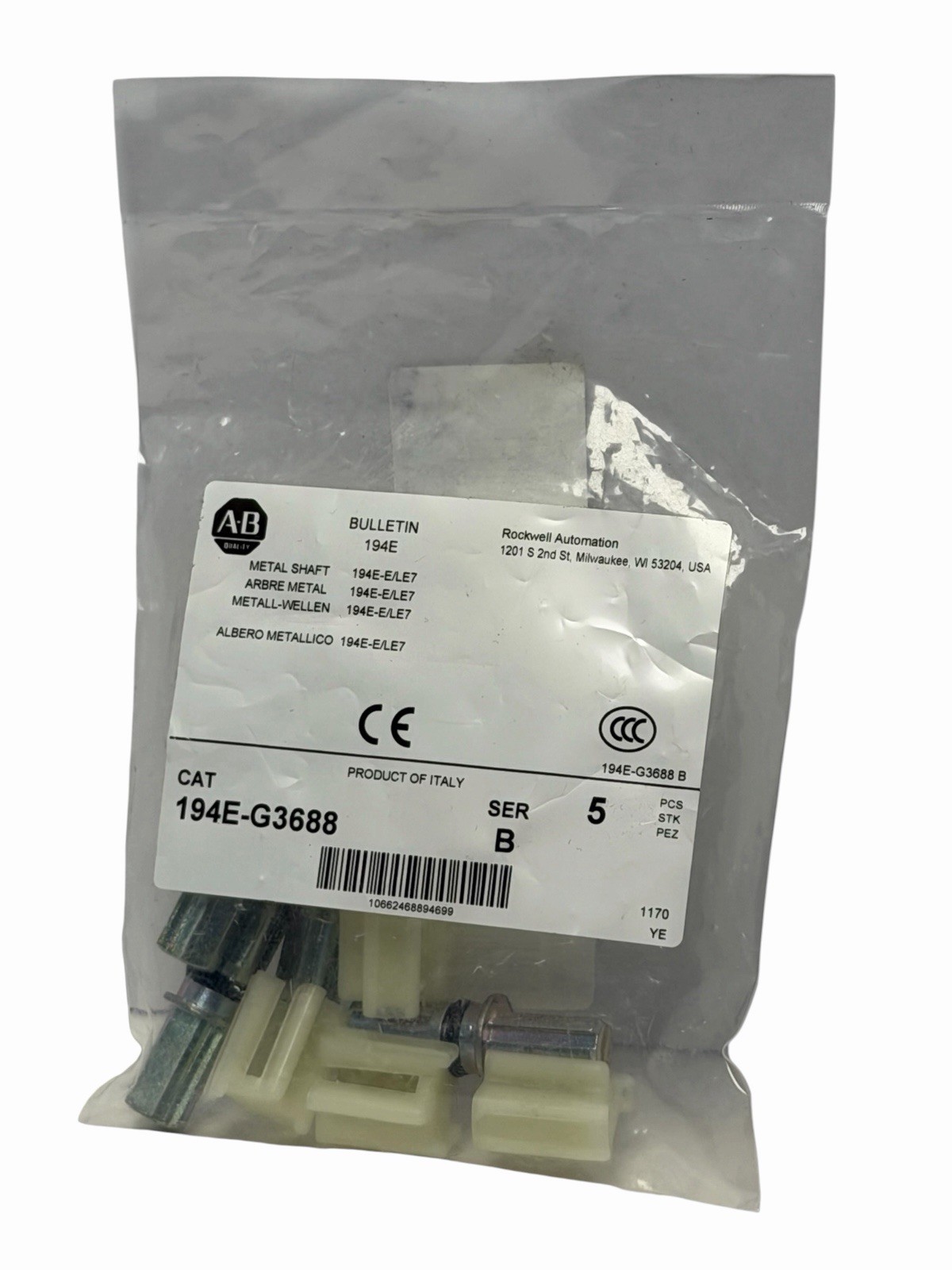 BAG OF 5 NEW ALLEN BRADLEY 194E-G3688 METAL SHAFTS 194EG3688 SER. B