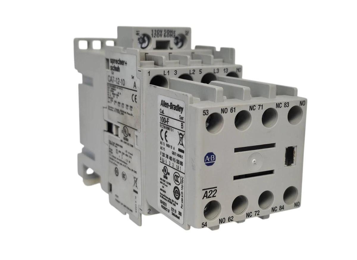 SPRECHER + SCHUH CA7-12-10 CONTACTOR W/ ALLEN BRADLEY 100-F SER B CONTACT BLOCK