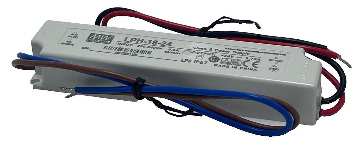 Used MEAN WELL LPH-18-24 LED Switching Power Supply 24VDC 0.75A 18W IP67 Waterproof