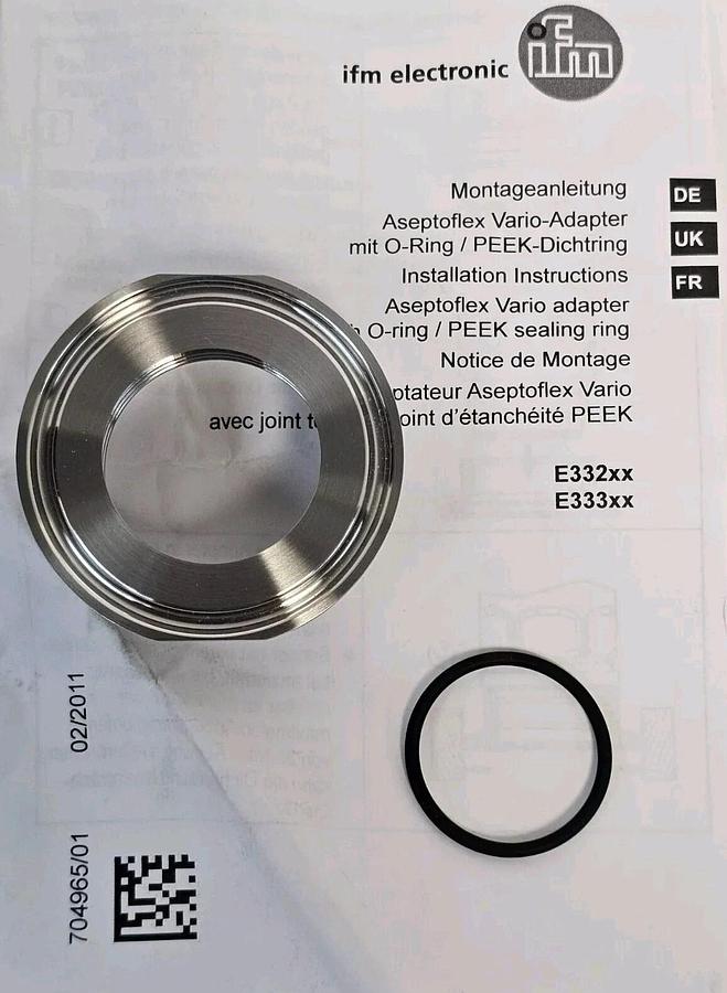 NIB IFM ADA IFM-CLAMP ISO2852 1.5" 3A PROCESS ADAPTER TRI-CLAMP E33208