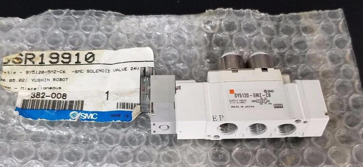 Used SMC SY5120-5MZ-C8 SOLENOID VALVE SY51205MZC8, 24VDC