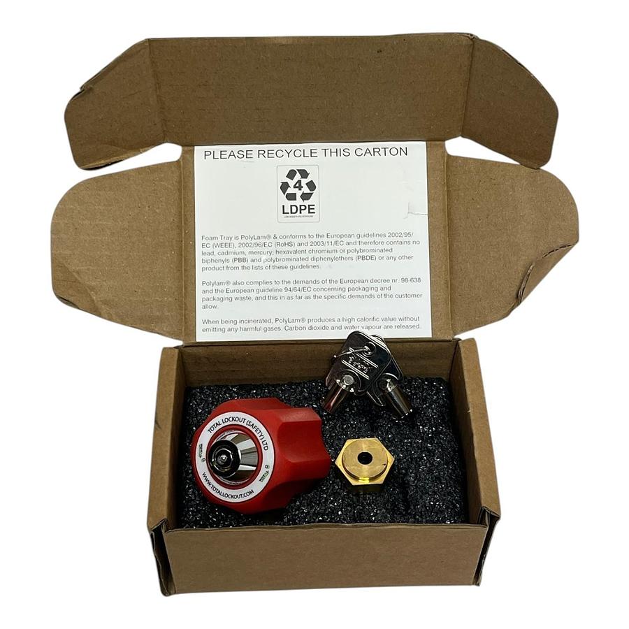 Used Total Lockout Needle Valve Lockout Device Red Handle 6.0mm Brass Adapter