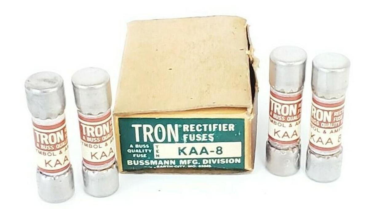 Used BOX OF 4 NEW COOPER BUSSMANN KAA-8 RECTIFIER FUSES KAA8