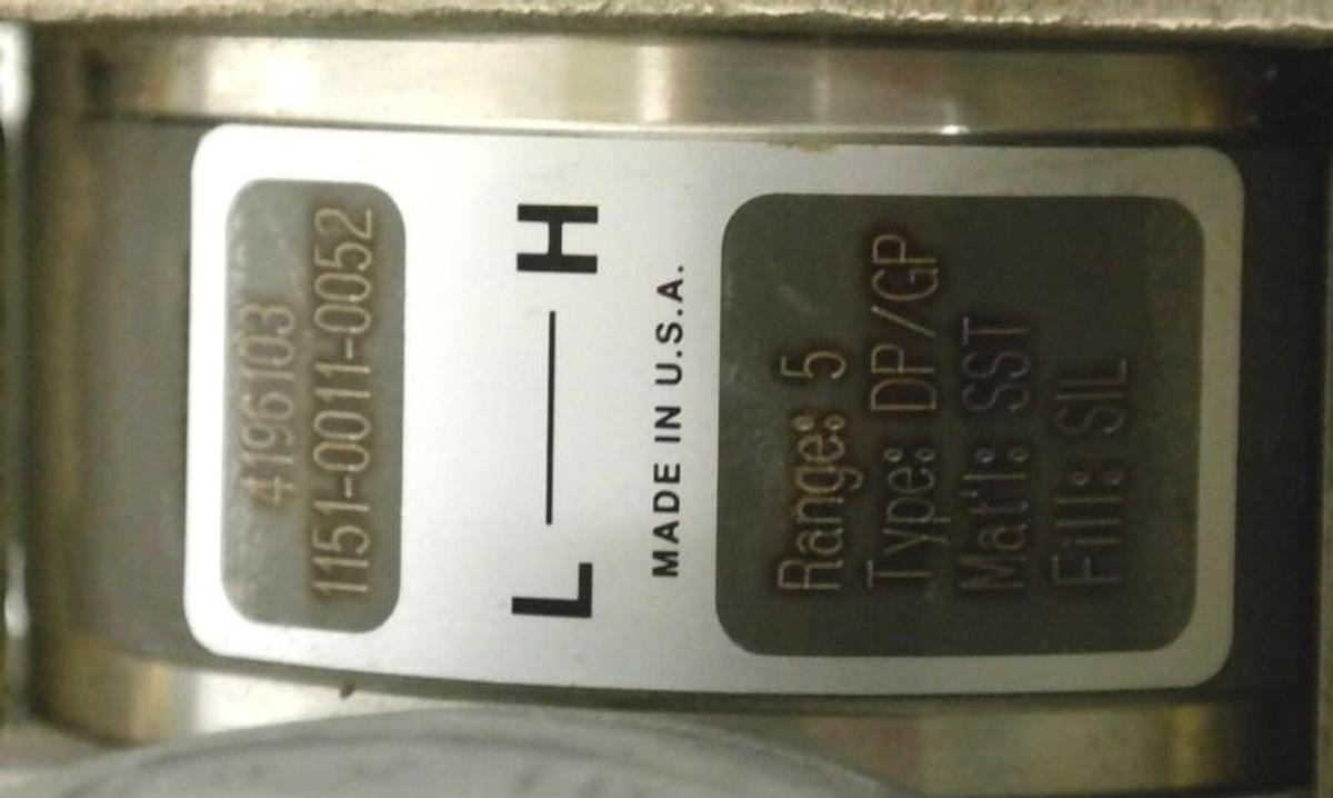 Used ROSEMOUNT 1151LT5SD0B22D PRESSURE TRANSMITTER 45V-DC 0-750 IN-H2O 1151-0011-0052