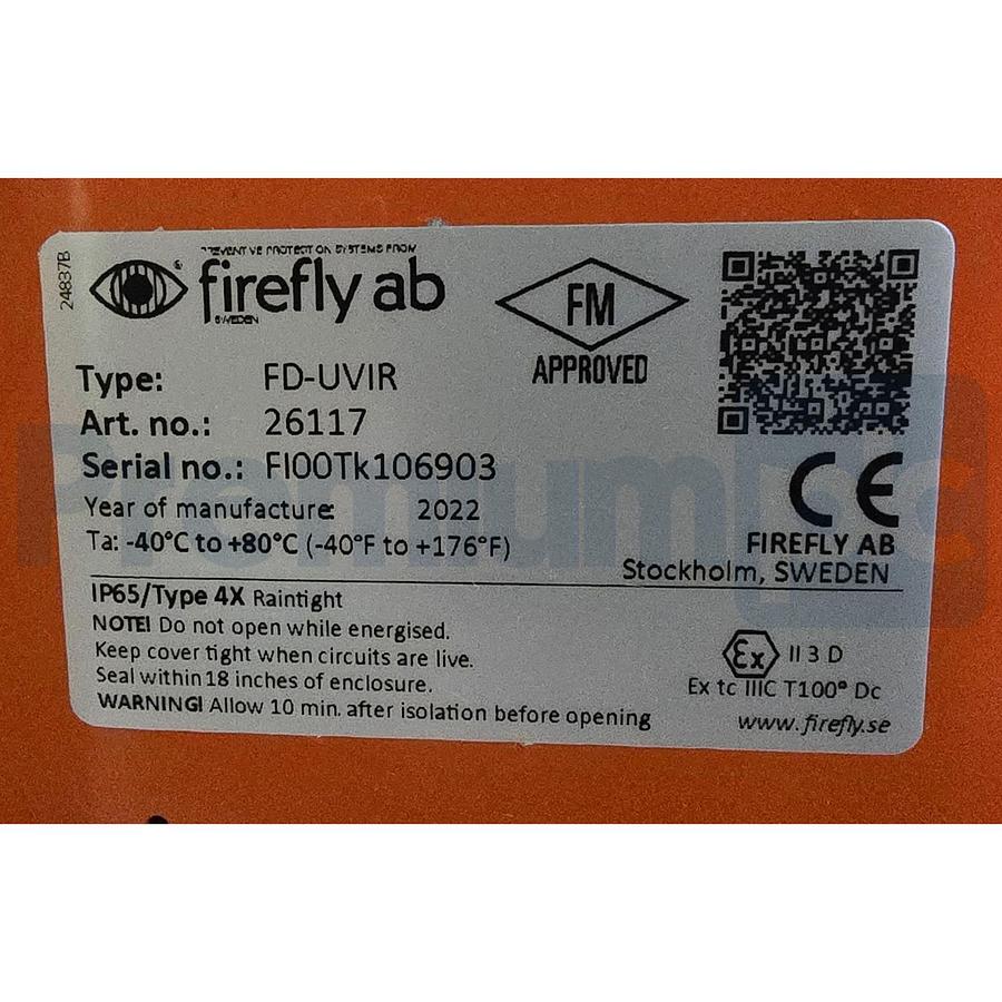 Used Firefly AB FD-UVIR 26117 UV/IR FLAME DETECTOR FOR FIRE SUPPRESSION SYSTEM NSMP