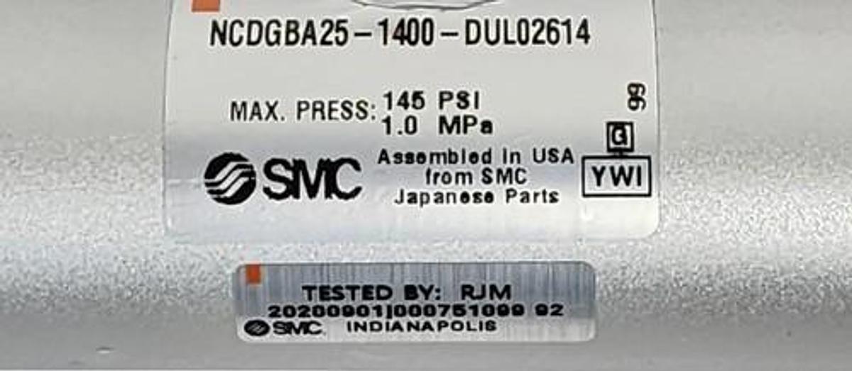 Used NEW SMC NCDGBA25-1400-DUL02614 PNEUMATIC CYLINDER 25MM BORE 14INCH STROKE