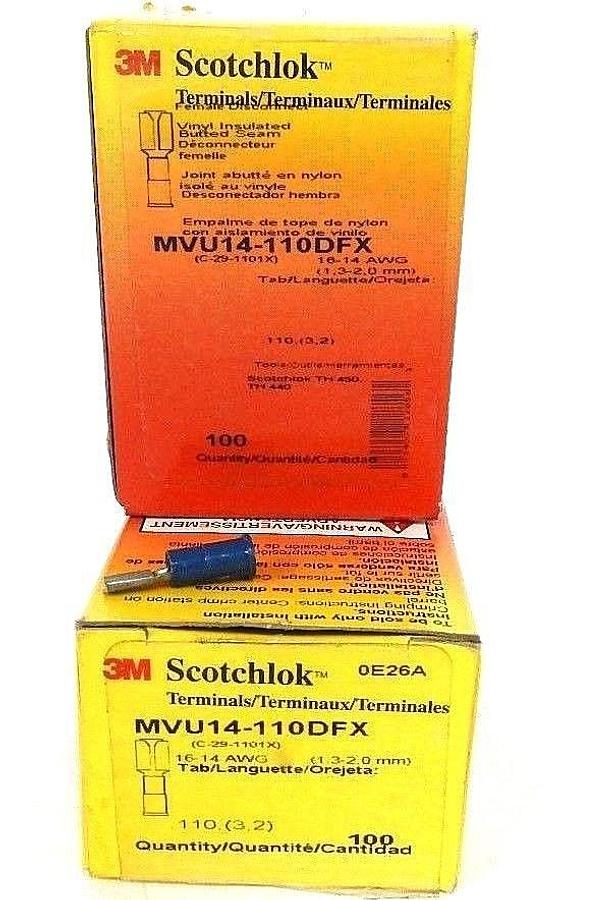 Used LOT OF 200 3M SCOTCHLOK MVU14-110DFX TERMINALS MVU14110DFX, 16-14 AWG