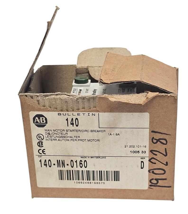 NIB ALLEN BRADLEY 140-MN-0160 STARTER MOTOR PROTECTOR 1-1.6 AMP SERIES. D