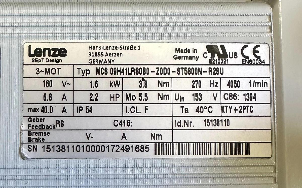 NEW LENZE MCS09H41LRS0B0-Z0D0-ST5S00N-R2SU SERVO 15138110 W/ GST05-2S VBR 09HC41