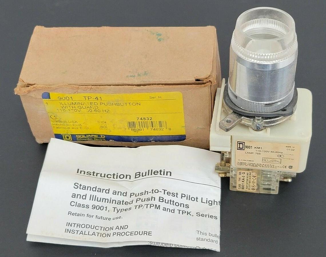 Used NIB SQUARE D 9001-TP-41 ILLUMINATED PUSHBUTTON 9001TP41 SER. H