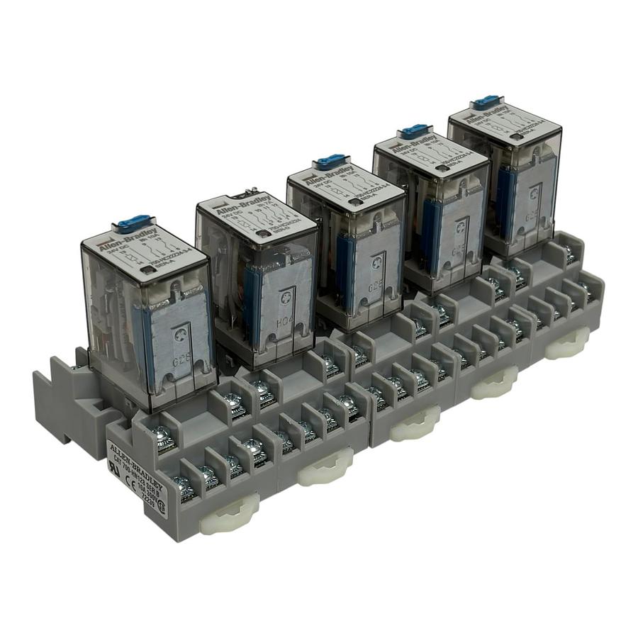 Used LOT OF 5 Allen Bradley 700-HC22Z24 Control Relay & 700-HN128 Socket 24VDC