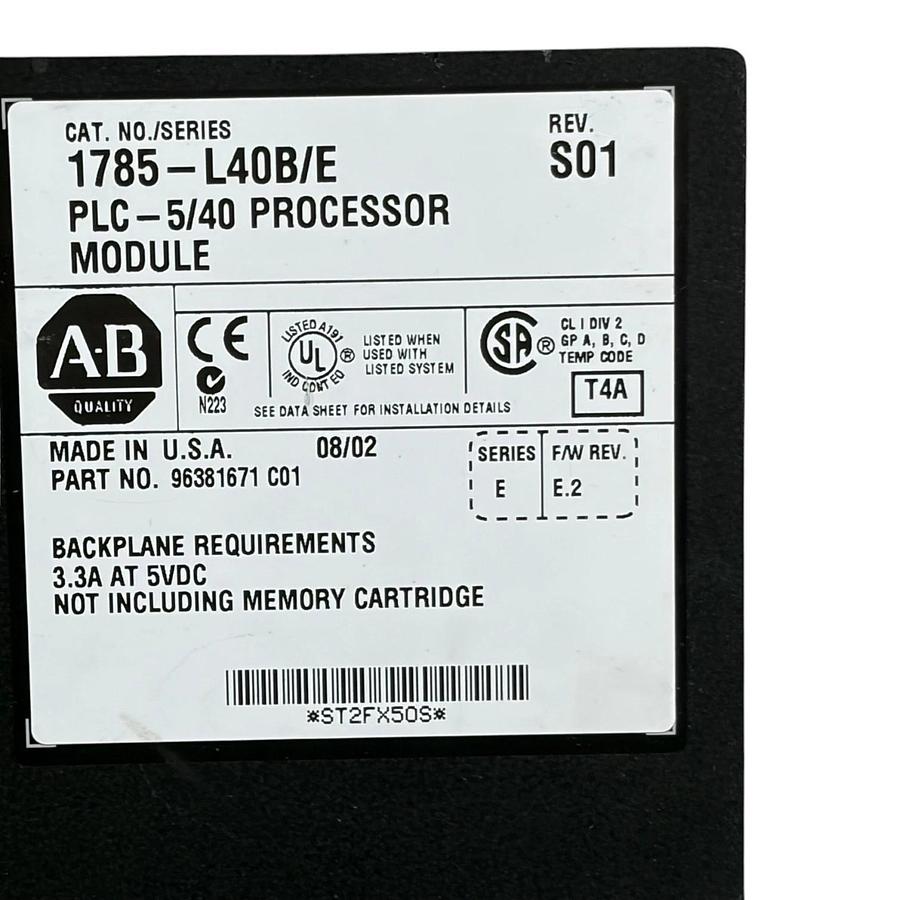 Used Allen-Bradley 1785-L40B/E PLC-5/40 Processor Module Series E As Is Parts Only