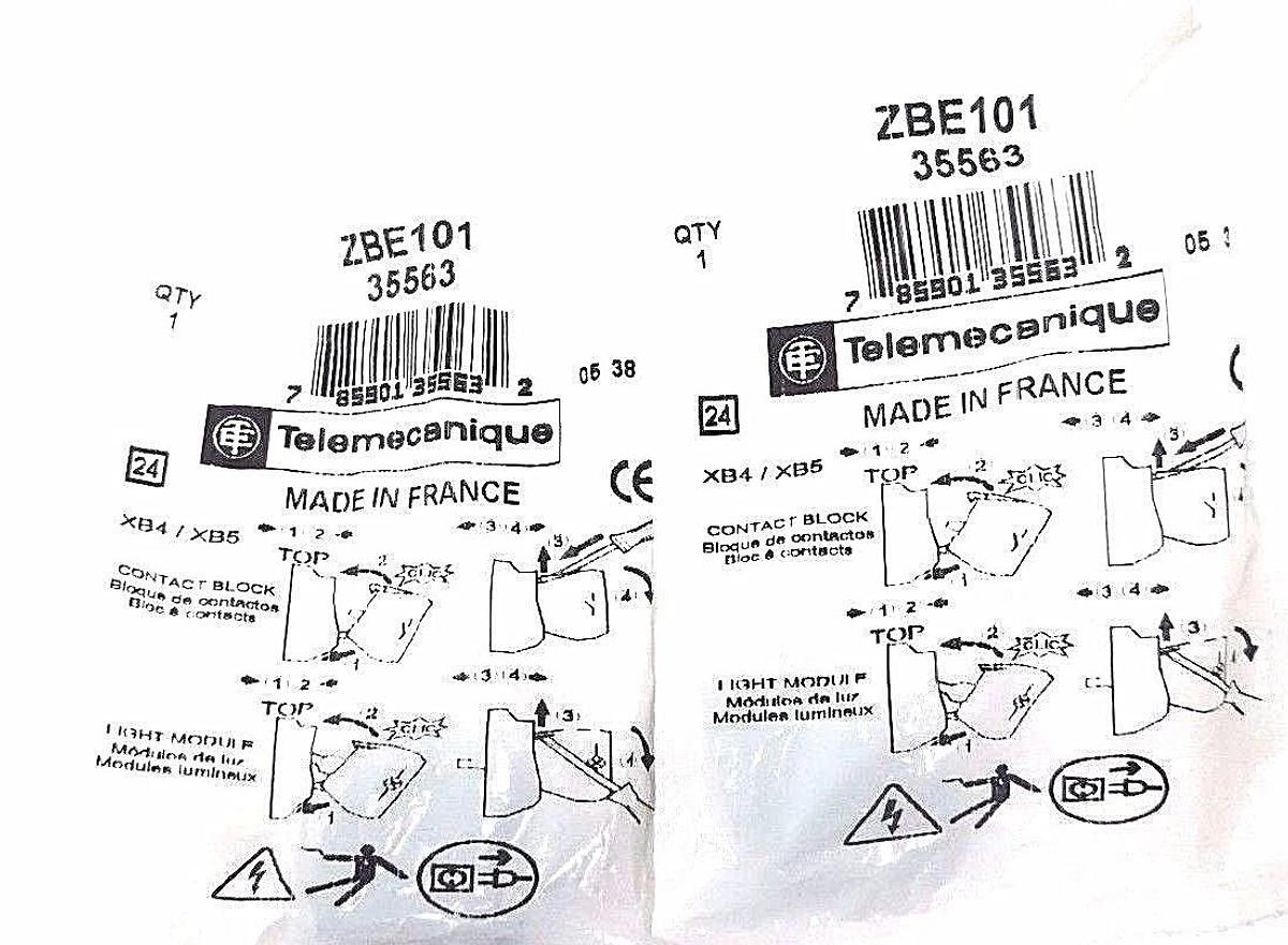 Used LOT OF 2 NEW TELEMECANIQUE ZBE101 CONTACT BLOCKS