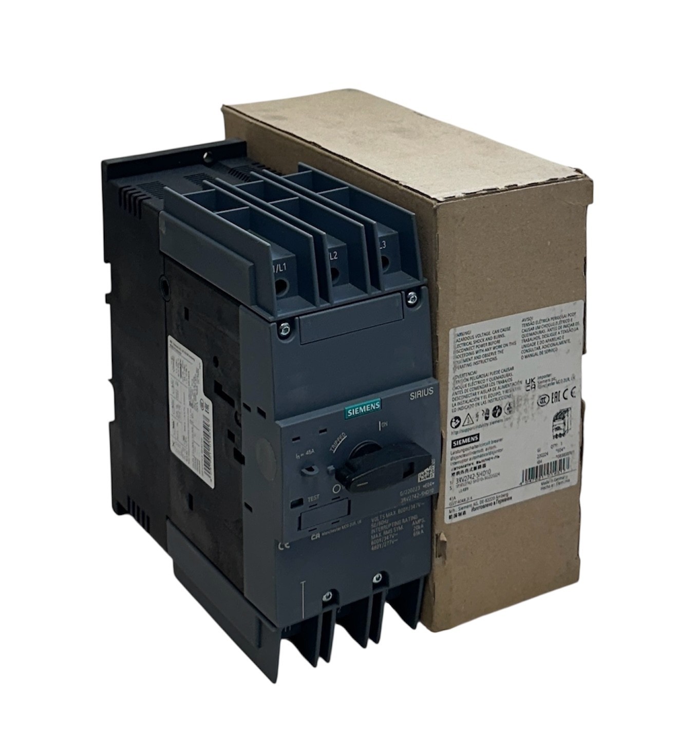 Used SIEMENS 3RV2742-5HD10 Sirius Circuit Breaker S3 Size 45 Amp Screw Terminal NSMP