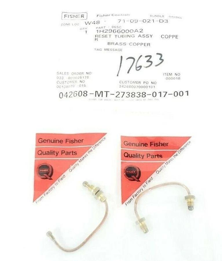 Used LOT OF 2 NEW FISHER CONTROLS 1H2966000A2 RESET TUBING ASSEMBLIES