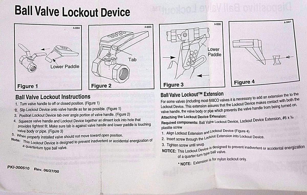 Used LOT OF 3 NEW BRADY 5T820 BALL VALVE LOCKOUT DEVICES