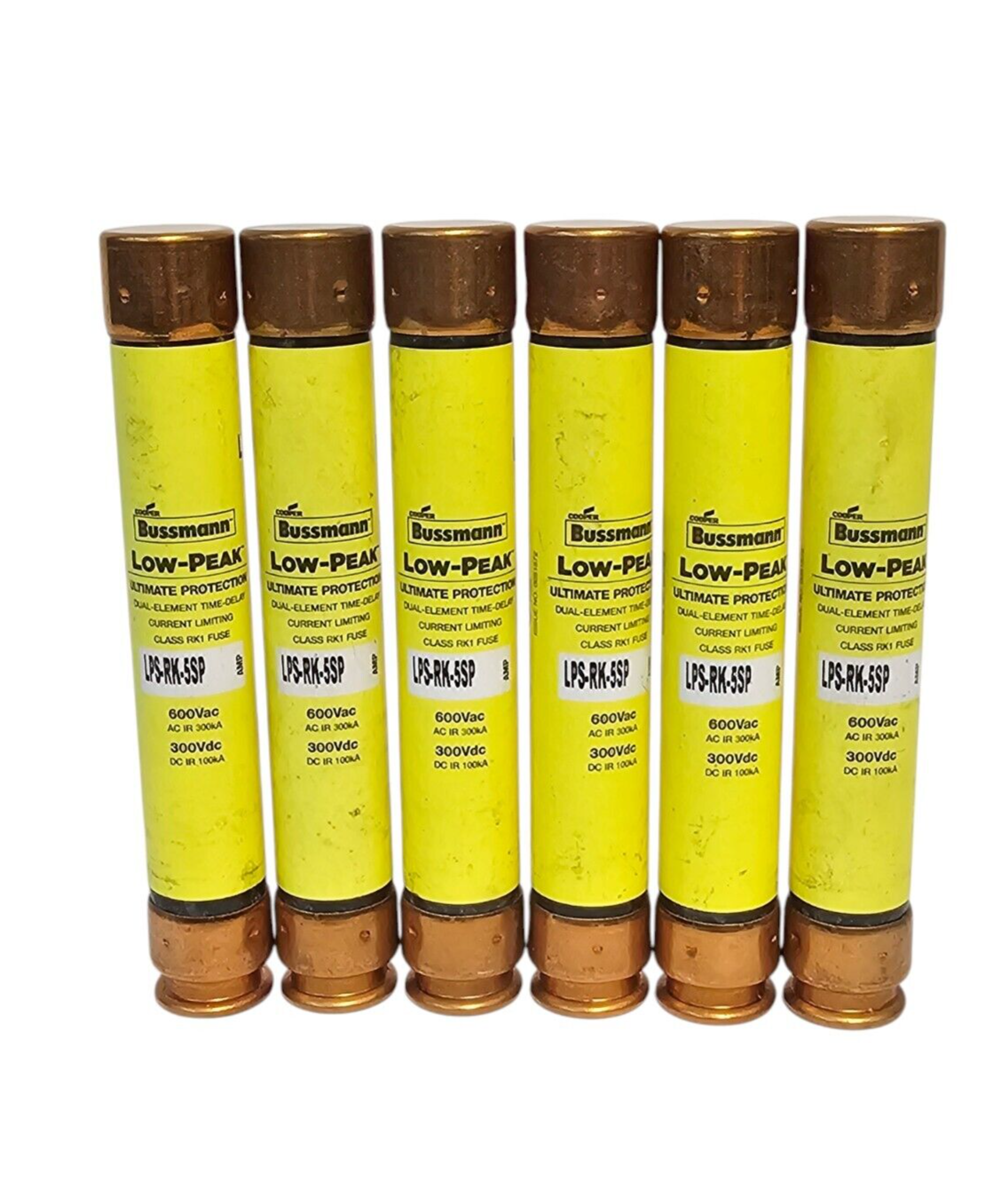 Used LOT OF 6 NEW COPPER BUSSMANN LPS-RK-5SP LOW-PEAK FUSES LPSRK5SP