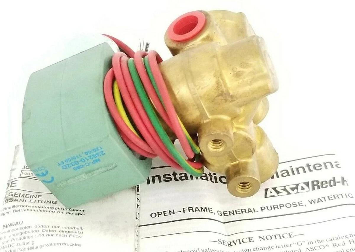 NIB ASCO RED-HAT 8321G3 SOLENOID VALVE 3-WAY 1/4'' IN. 110/120V 50/60HZ 20791