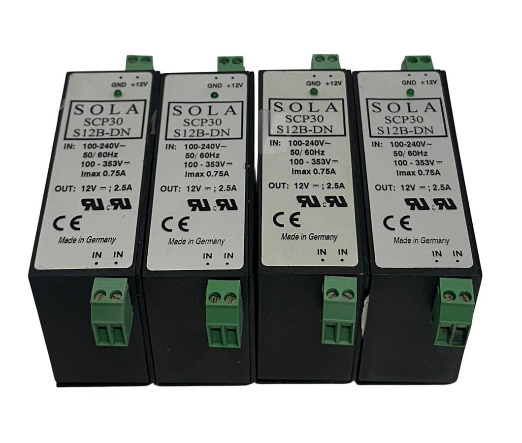 Used 4 EMERSON SOLA SCP30 S12B-DN / SCP30S12BDN SLIM POWER SUPPLIES 12V OUTPUT USNP
