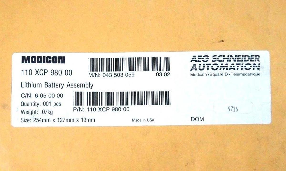Used NIB SCHNEIDER MODICON 110-XCP-980-00 LITHIUM BATTERY ASSEMBLY 110XCP98000
