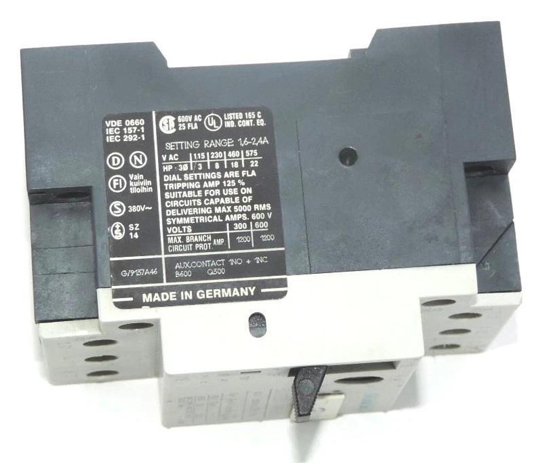 Used SIEMENS 3VU1300-1MH00 STARTER MOTOR PROTECTOR, AC-3, 50/60HZ, 29A, 3VU13001MH00