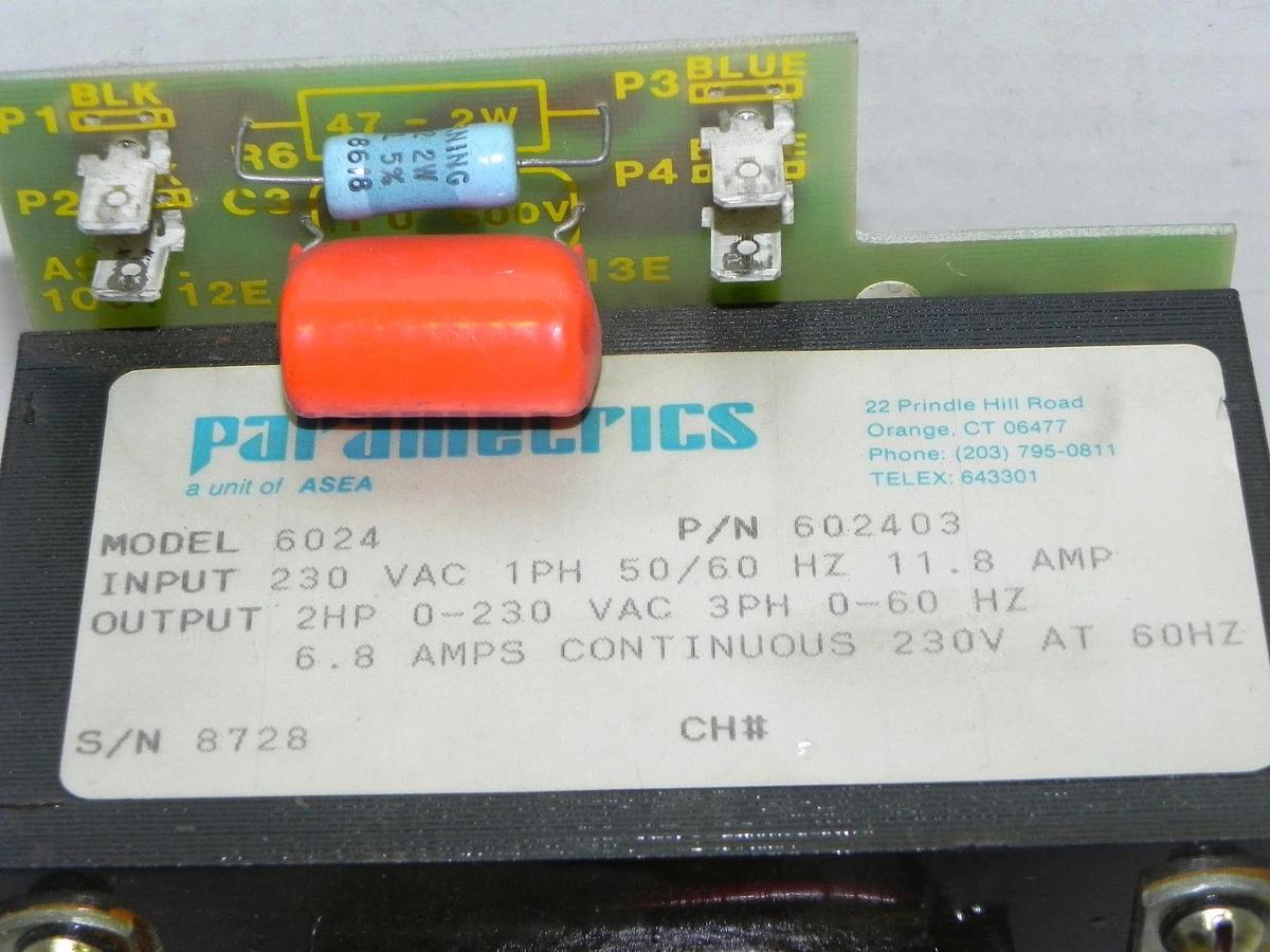 Used PARAMETRICS MODEL 6024 TRANSFORMER P/N: 602403