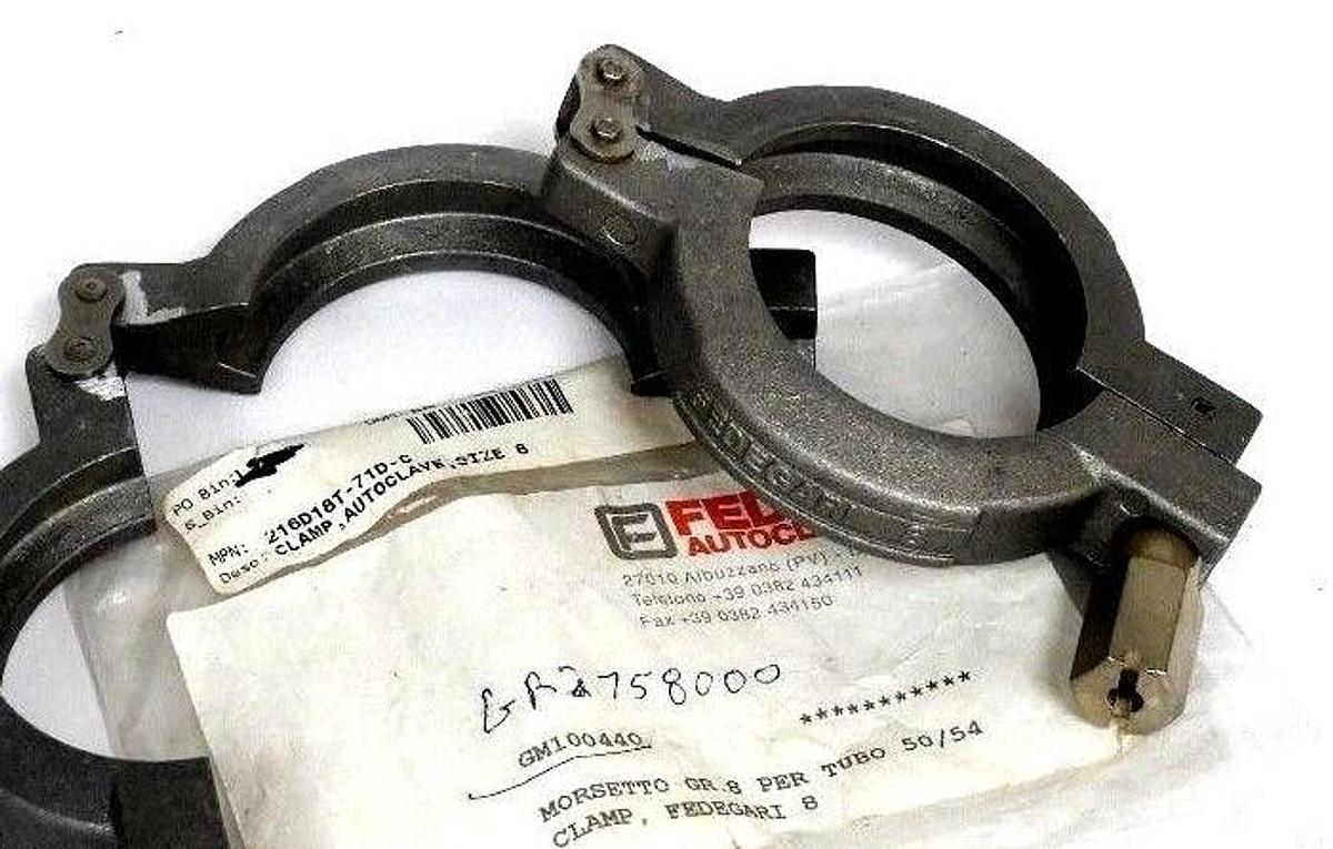 Used LOT OF 2 NEW FEDEGARI AUTOCLAVE 216D18T-71D-C SIZE 8 CLAMPS 216D18T71DC