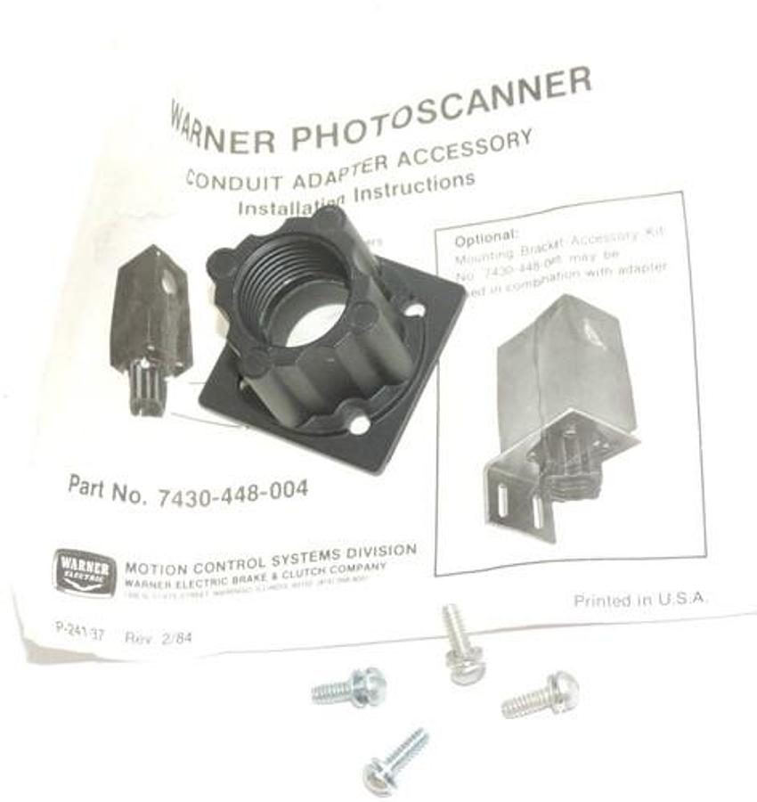 NEW WARNER ELECTRIC 7430-448-004 PHOTOSCANNER CADUIT ADAPTER ACCESSORY BRACKET