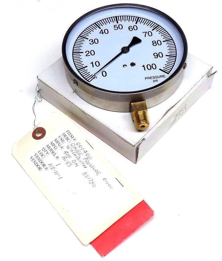 Used NIB BOSS 001400 PRESSURE GAUGE 0-100PSI, 4.5", 1/4" NPT