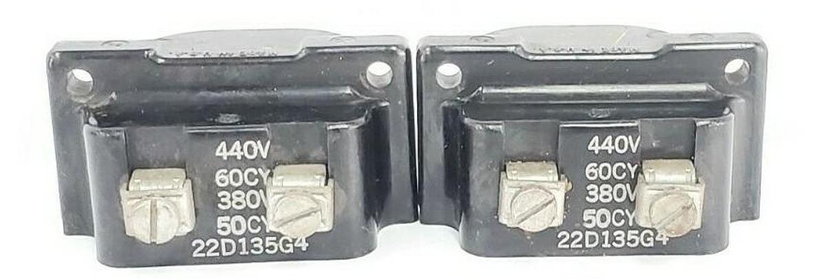 Used LOT OF 2 GENERAL ELECTRIC 22D135G4 COILS 440V 60CY 380V 50CY