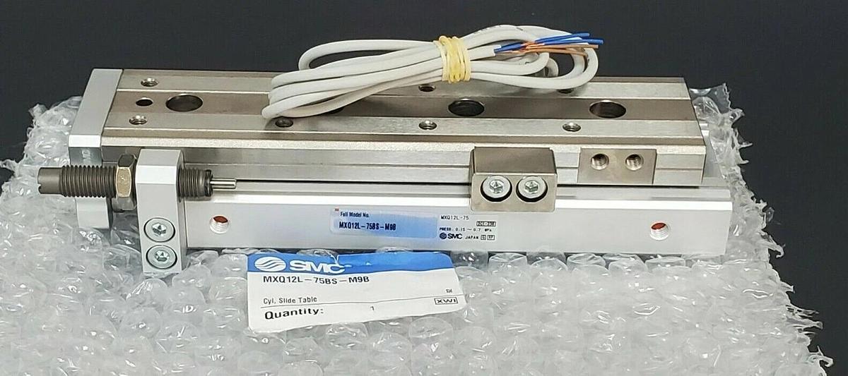 Used NEW SMC MXQ12L-75BS-M9B CYLINDER SLIDE TABLE MXQ12L75BSM9B, 0.15~0.7 MPa