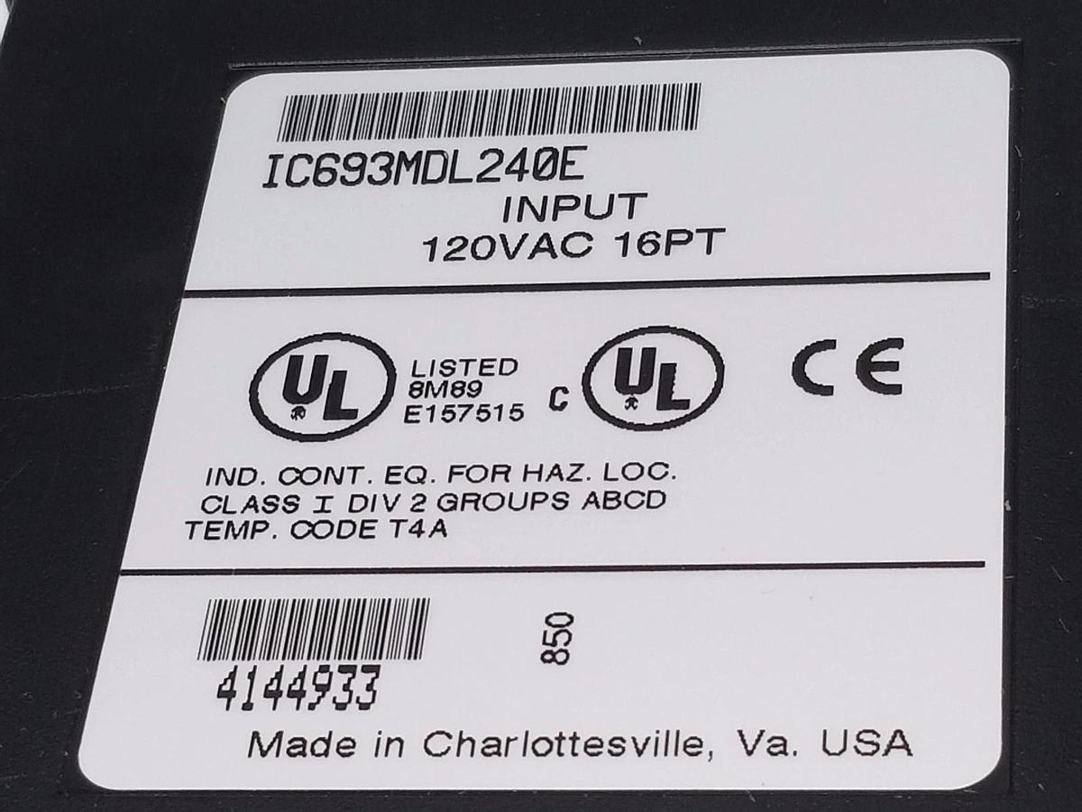 Used GE FANUC IC693MDL240E INPUT MODULE 120VAC INPUT 16PT MISSING WIRING TERMINAL