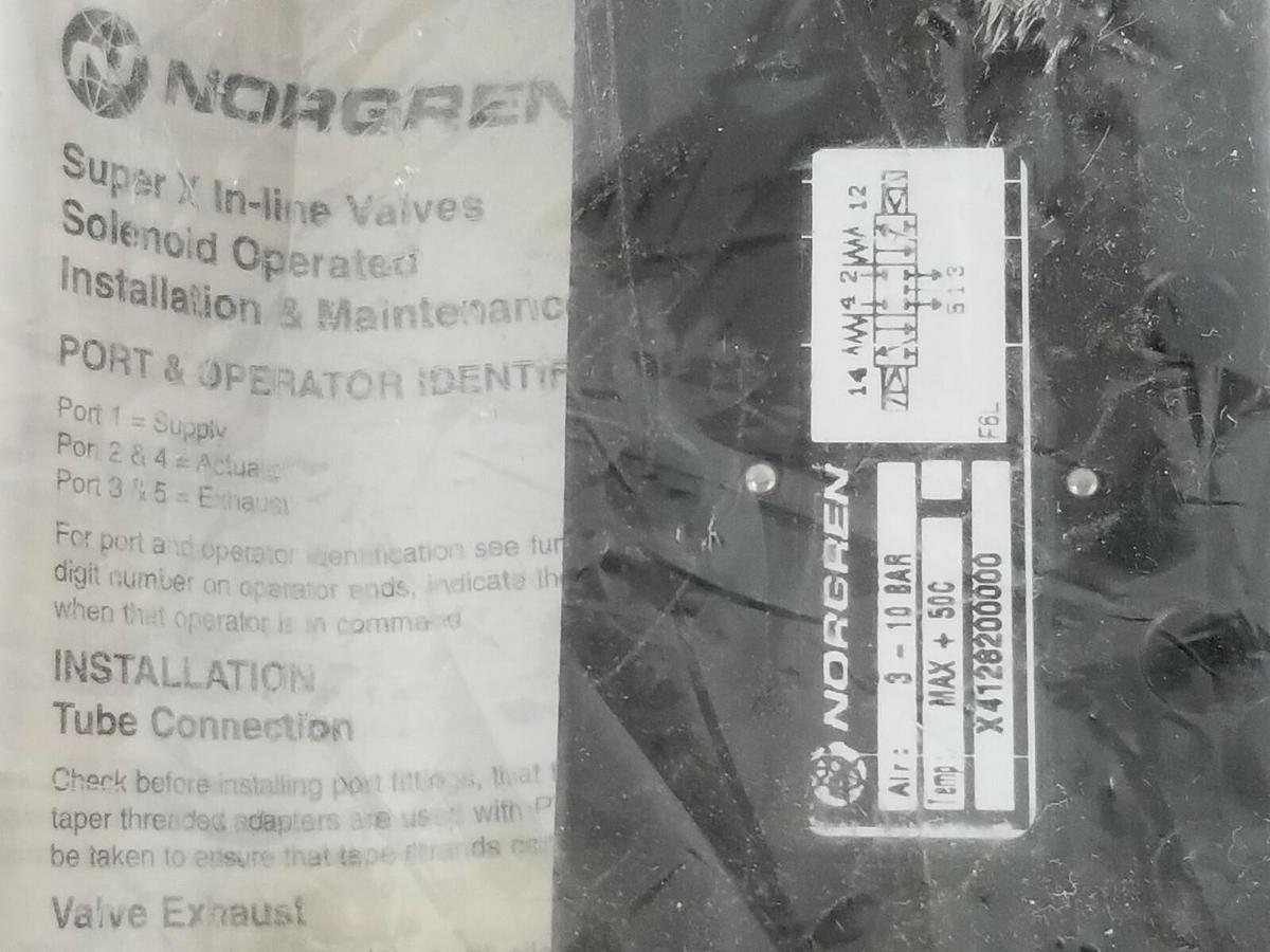 NEW NORGREN X4128200000 DOUBLE SOLENOID VALVE 3-10 BAR, W/O 4098350