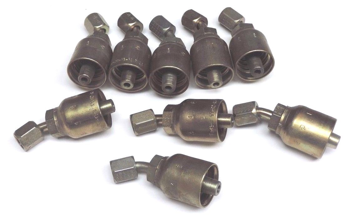 Used LOT OF 9 NEW PARKER 17743-4-6 SWIVEL ADAPTERS 45 DEG 1/4" X 1" I.D. 1774346
