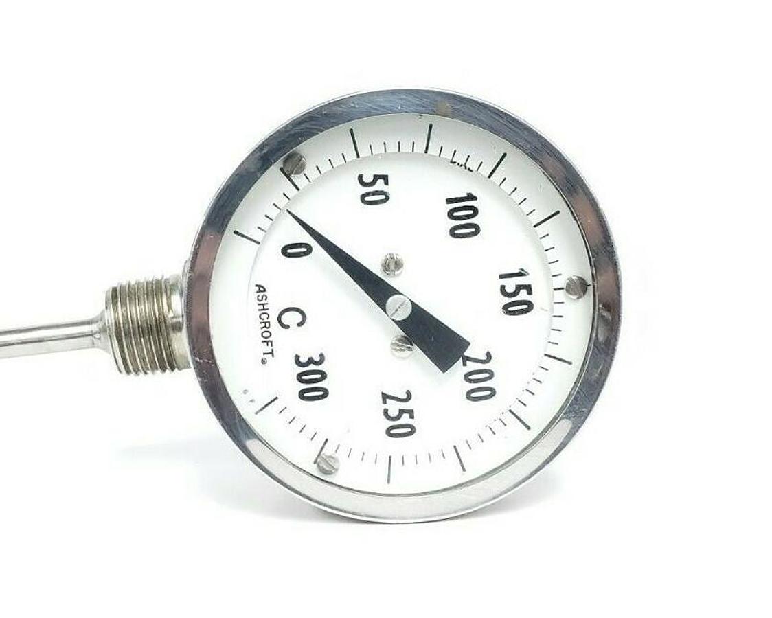 Used ASHCROFT TEMPERATURE SENSOR / THERMOMETER, 0-300DEG. C., ~43.5CM PROBE LENGTH