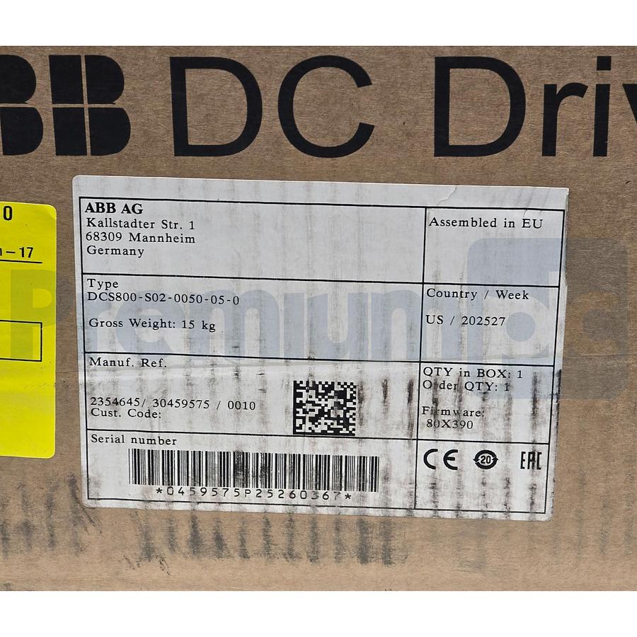 Used ABB DCS800-S02-0050-05 | DCS800-S02-0050-05-0 DC Drive 50A In 20HP @ 480V NSMP
