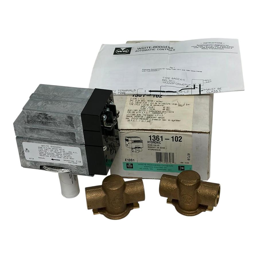 Used White-Rodgers 1361-102 Hydronic Zone Water Valve 3/4" 24V New in Box