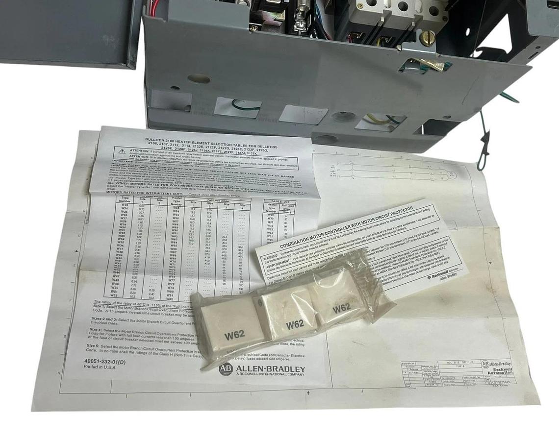 Used Allen-Bradley 2113B-CDDD-21-43CA MCC Bucket 20HP NEMA Size 2 Starter HMCP050K2C