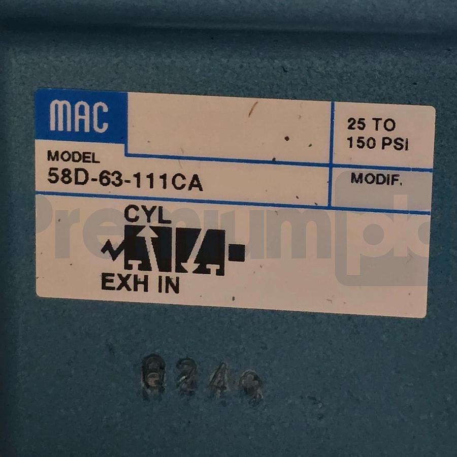 MAC Valve 58D-63-111CA 3/2-Way N/O Solenoid Valve 1-1/2" w/250B-111CAAA 110/120V