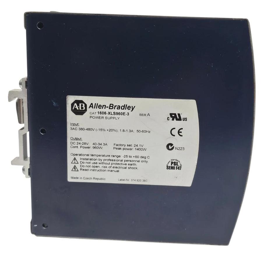 Used ALLEN BRADLEY 1606-XLS960E-3 POWER SUPPLY SER. A 1606XLS960E3 24-28 V DC OUTPUT