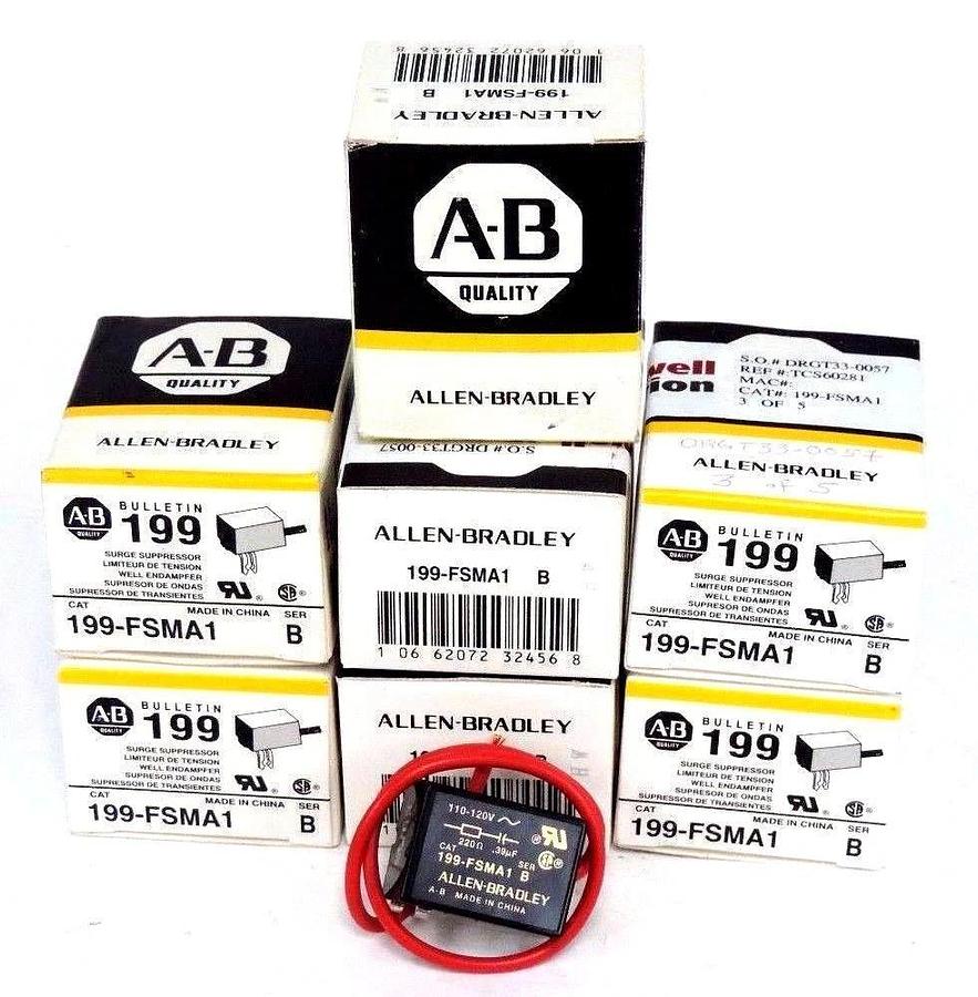 Used LOT OF 7 NIB ALLEN BRADLEY 199-FSMA1 SURGE SUPPRESSORS SER B 110-120V 199FSMA1