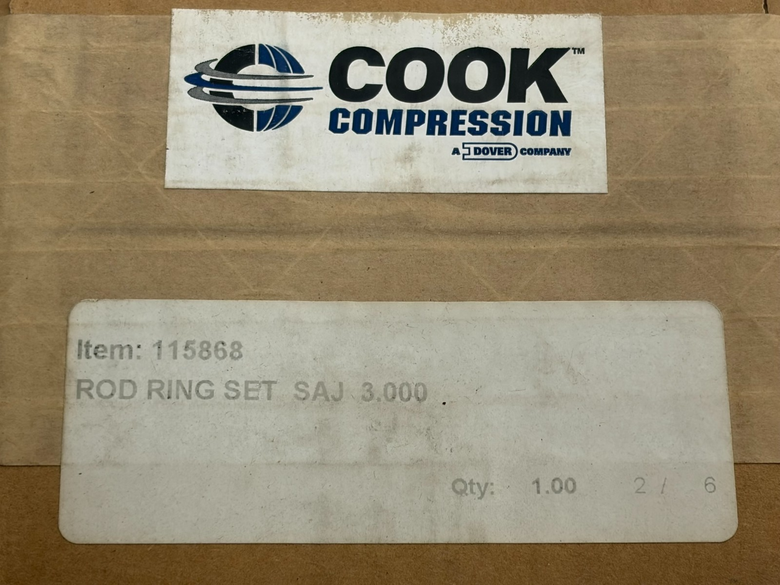 Used Cook Compression 115868 Rod Ring Set SAJ 3.000 Piston Packing New in Box