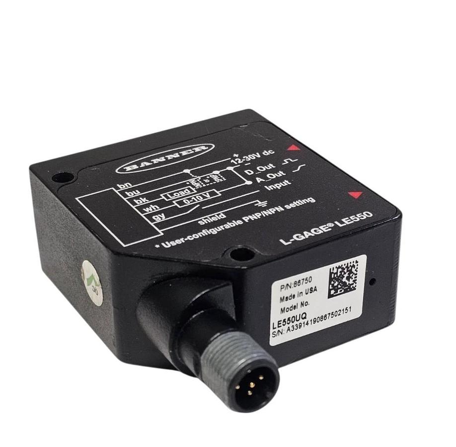 Used BANNER LE550UQ LASER DISPLACEMENT SENSOR 12-30V DC P/N: 86750
