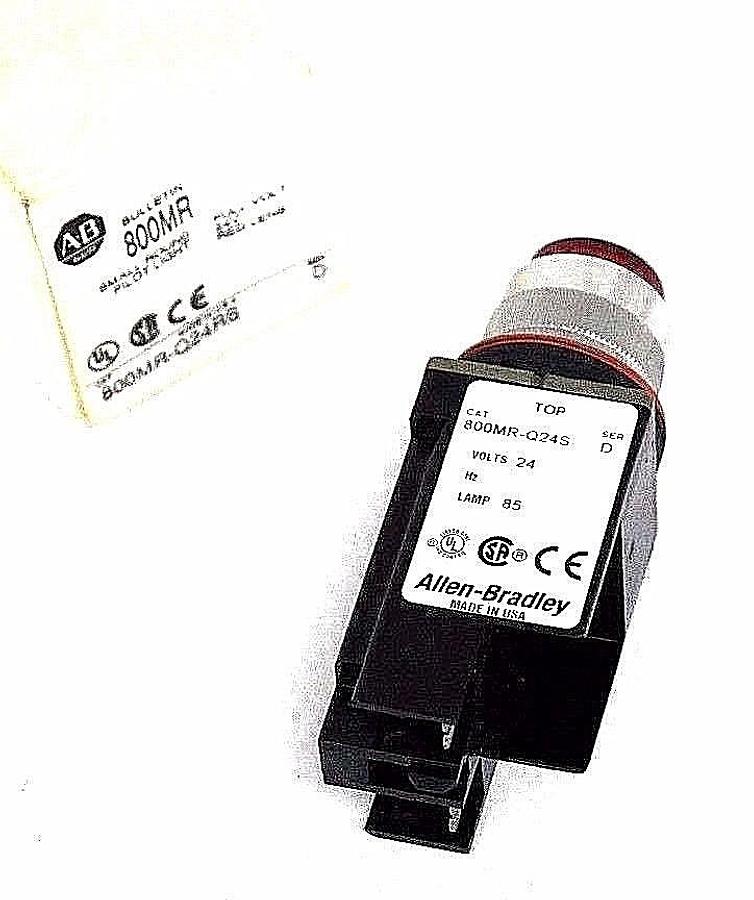 Used NIB ALLEN BRADLEY 800MR-Q24RS SER D SMALL ROUND PILOT LIGHT RED, 24V, 800MRQ24RS