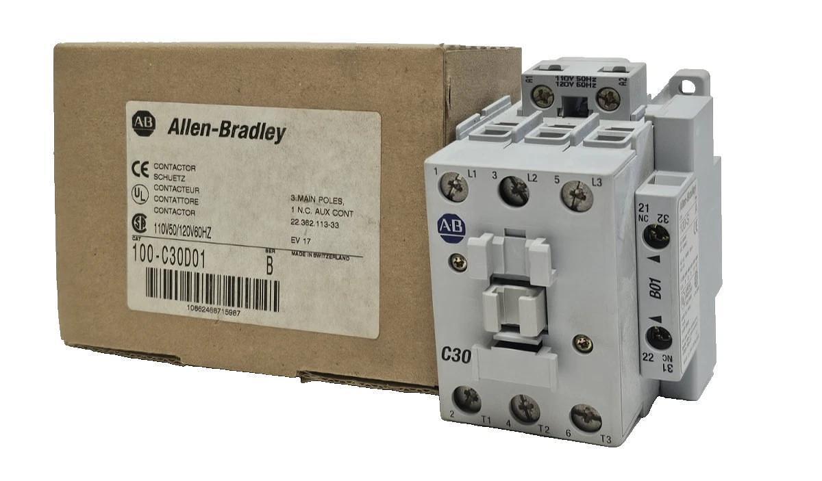 Used NIB ALLEN BRADLEY 100-C30D01 CONTACTOR 100C30D01 110V50/120V60HZ SER. B NSFP