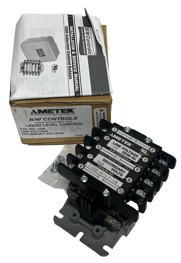 Used NEW Ametek B/W Controls 1500-H-L1-S8-OC-X Liquid Level Control Relay 120V 360V
