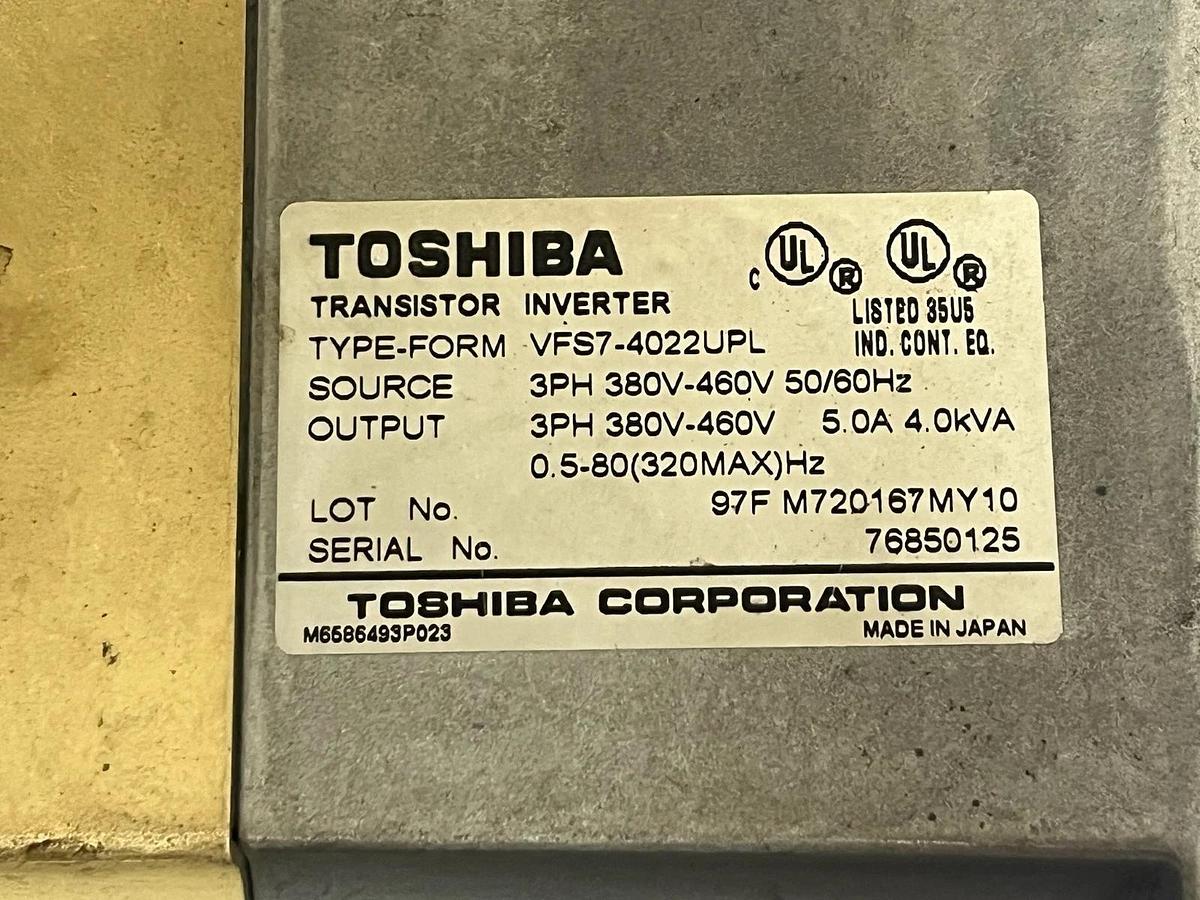 Used Toshiba VFS7-4022UPL Transistor Inverter 3HP 2.2kW 400V Class